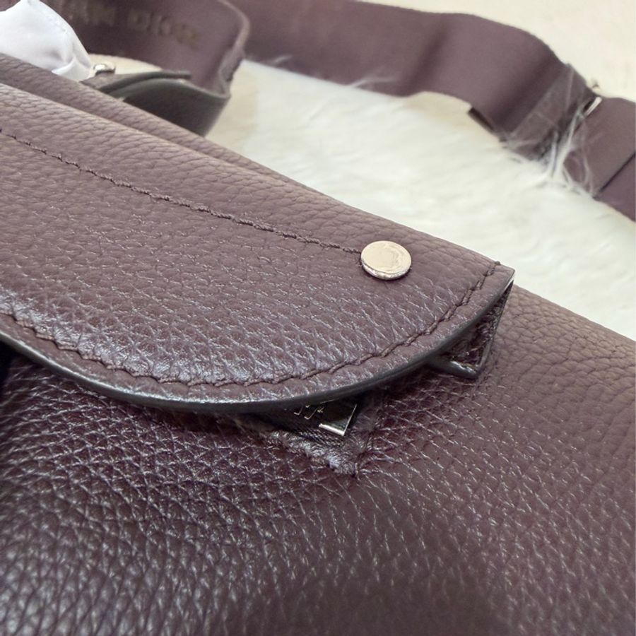 Dior 1ADPO095 SADDLE 赭紫紅皮 深咖 銀釦 馬鞍包 肩背包 斜背包 胸口包 斜挎包-21