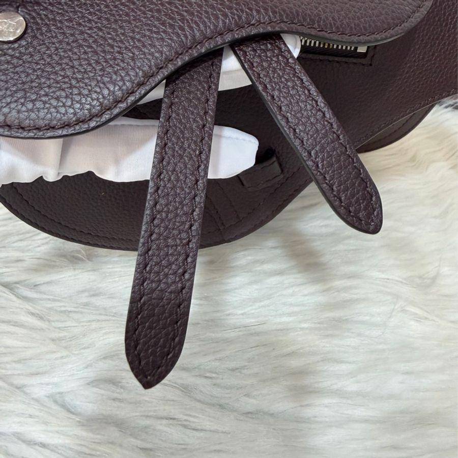 Dior 1ADPO095 SADDLE 赭紫紅皮 深咖 銀釦 馬鞍包 肩背包 斜背包 胸口包 斜挎包-22