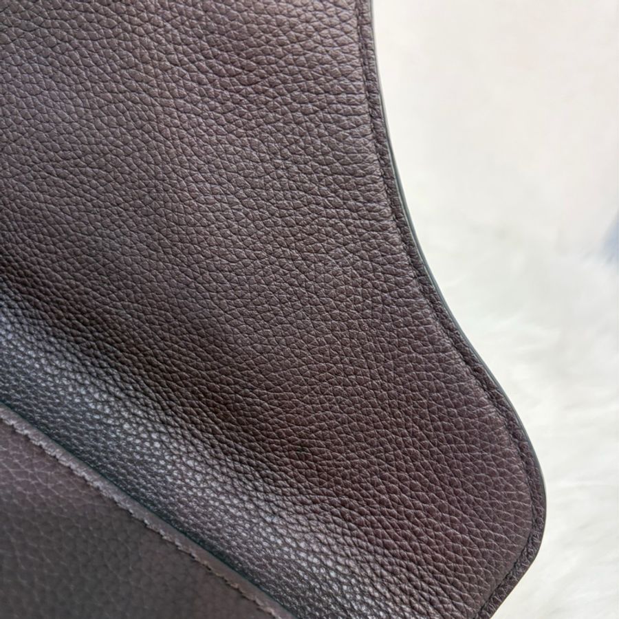 Dior 1ADPO095 SADDLE 赭紫紅皮 深咖 銀釦 馬鞍包 肩背包 斜背包 胸口包 斜挎包-31