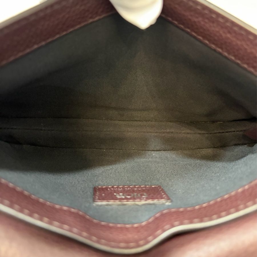 Dior 1ADPO095 SADDLE 赭紫紅皮 深咖 銀釦 馬鞍包 肩背包 斜背包 胸口包 斜挎包-36