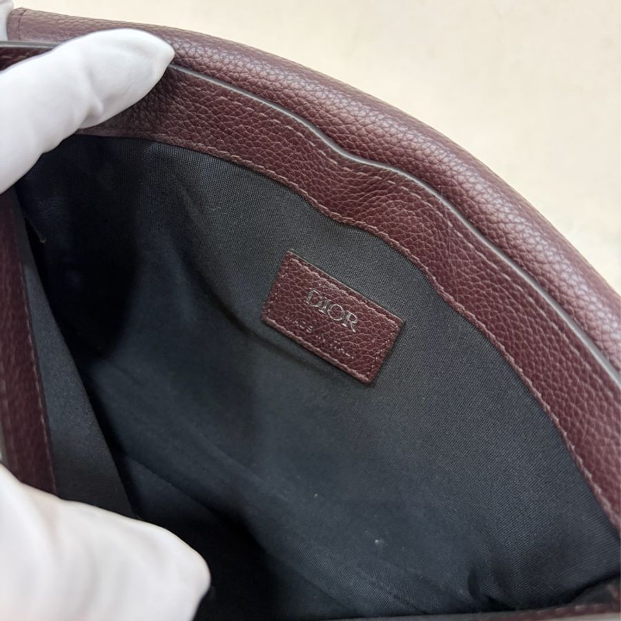 Dior 1ADPO095 SADDLE 赭紫紅皮 深咖 銀釦 馬鞍包 肩背包 斜背包 胸口包 斜挎包-41