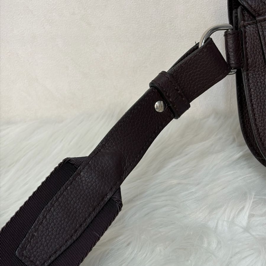 Dior 1ADPO095 SADDLE 赭紫紅皮 深咖 銀釦 馬鞍包 肩背包 斜背包 胸口包 斜挎包-50