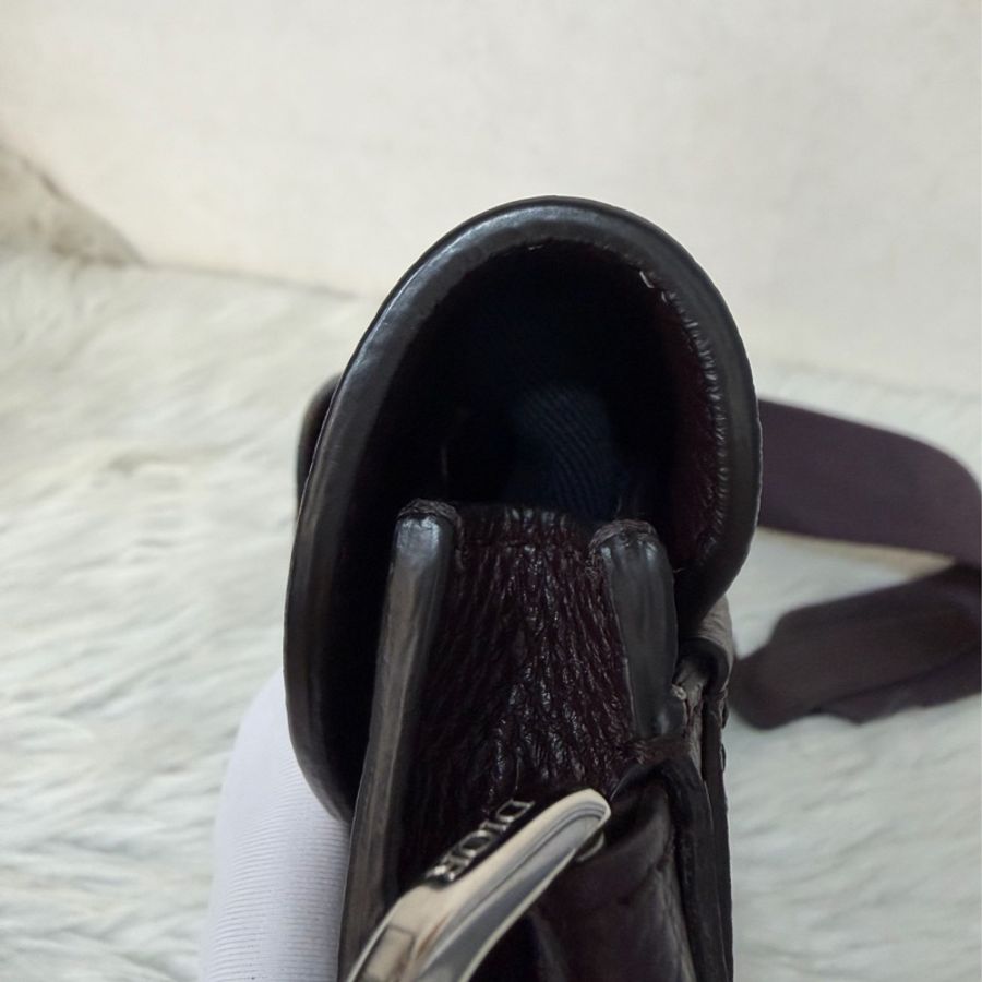 Dior 1ADPO095 SADDLE 赭紫紅皮 深咖 銀釦 馬鞍包 肩背包 斜背包 胸口包 斜挎包-69