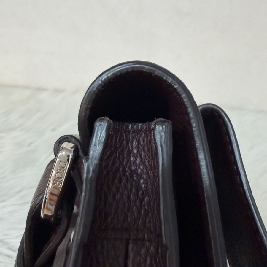 Dior 1ADPO095 SADDLE 赭紫紅皮 深咖 銀釦 馬鞍包 肩背包 斜背包 胸口包 斜挎包-70