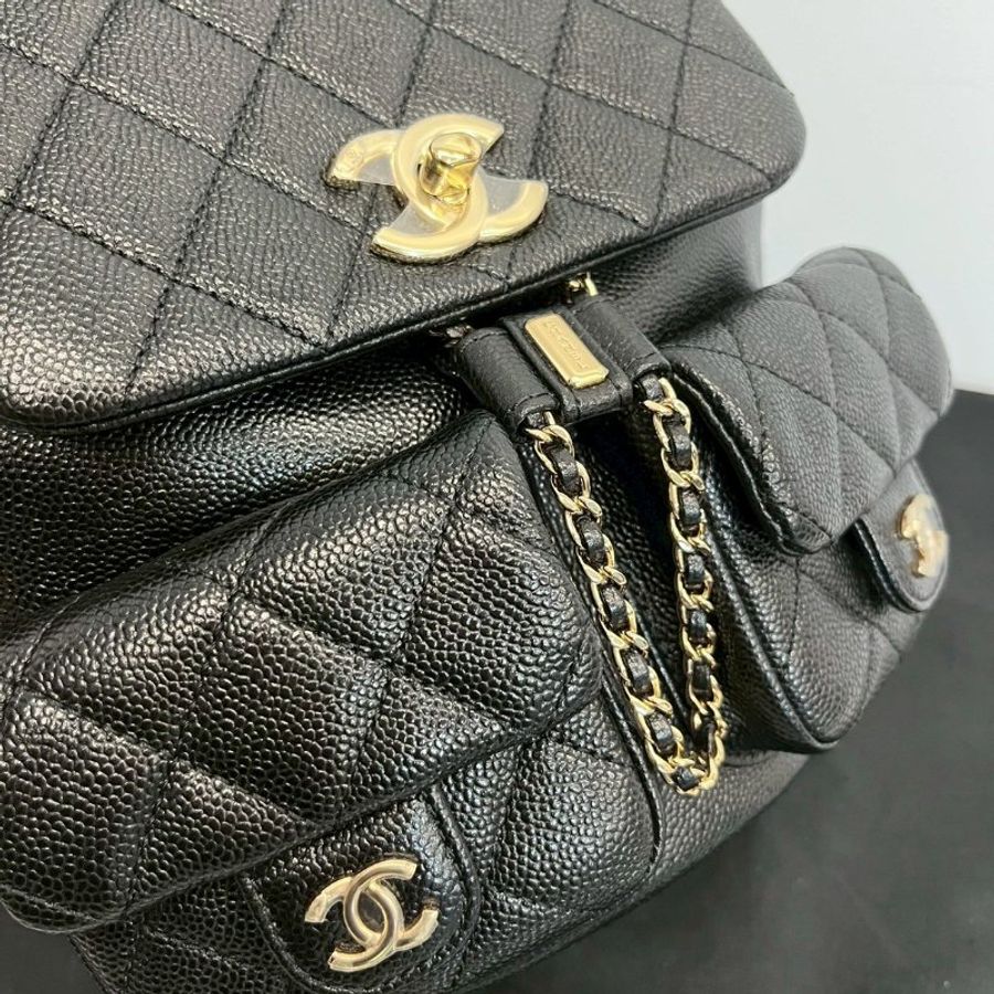 Chanel 小青蛙中號 黑金荔枝牛 晶片款 全新閒置 全配-12