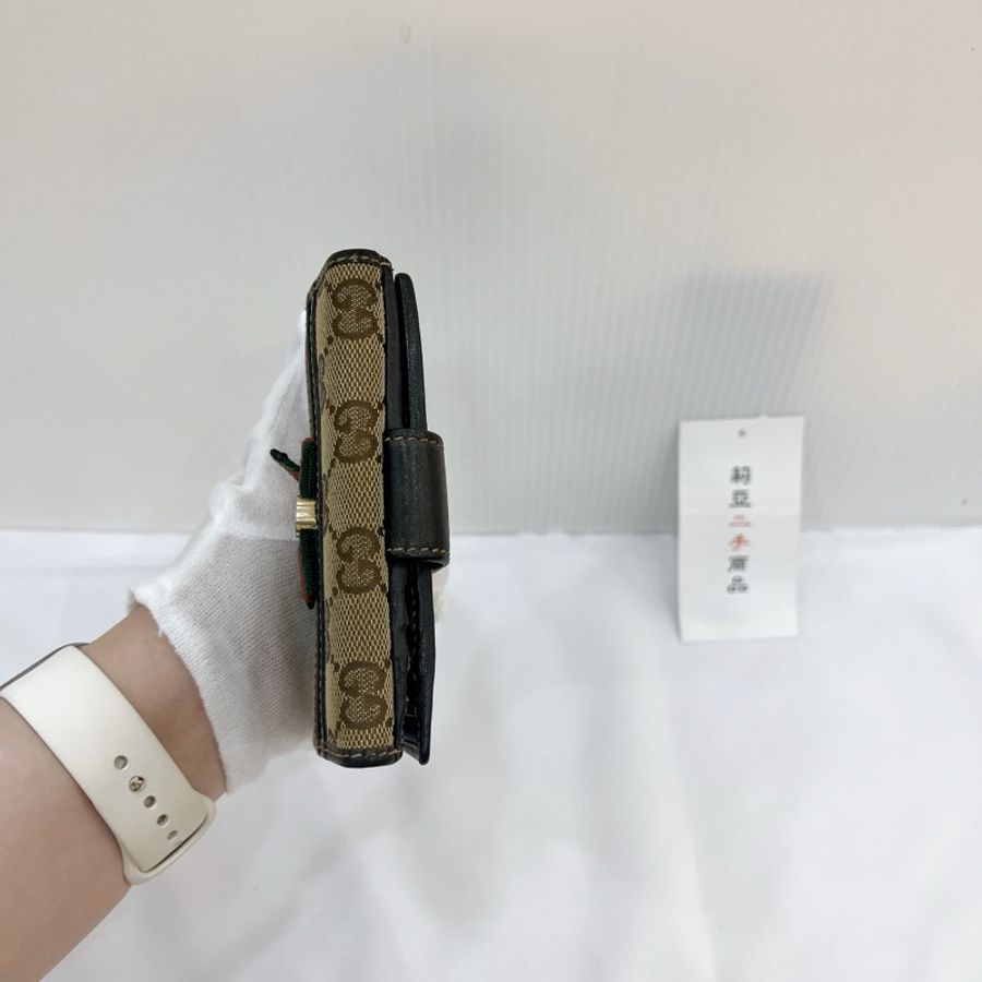 莉亞精品♡ Gucci 256997 老花蝴蝶結短夾 二手-5