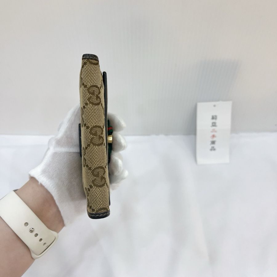 莉亞精品♡ Gucci 256997 老花蝴蝶結短夾 二手-6