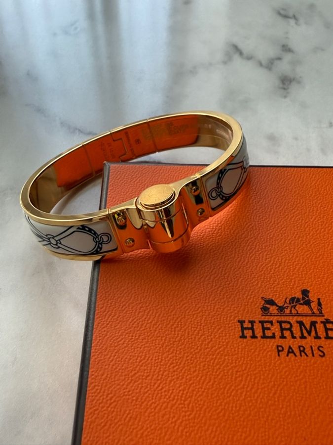 🎶HERMES 鍍玫金 搭配絲巾花樣手鐲圖案🎶 S-1