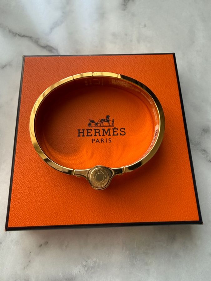 🎶HERMES 鍍玫金 搭配絲巾花樣手鐲圖案🎶 S-3