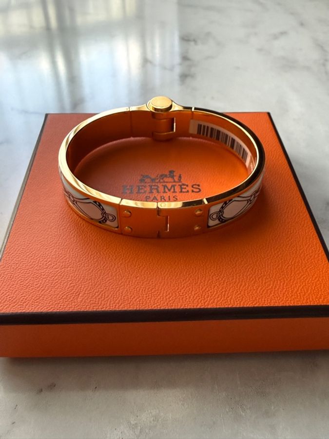 🎶HERMES 鍍玫金 搭配絲巾花樣手鐲圖案🎶 S-20