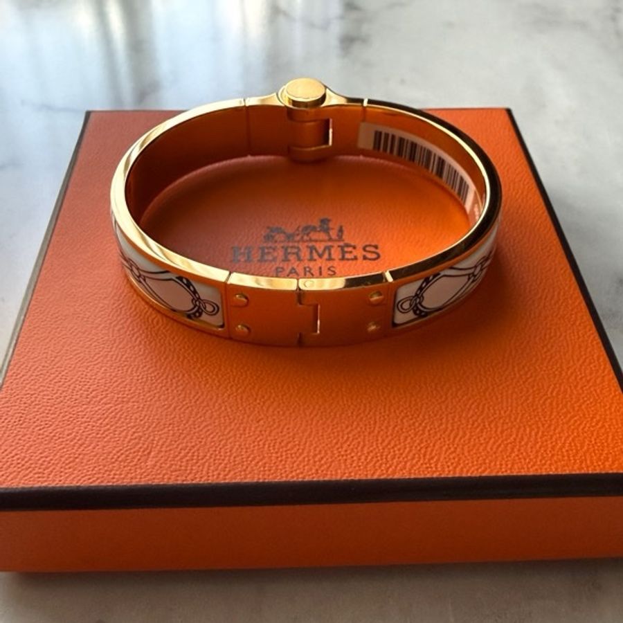 🎶HERMES 鍍玫金 搭配絲巾花樣手鐲圖案🎶 S-32