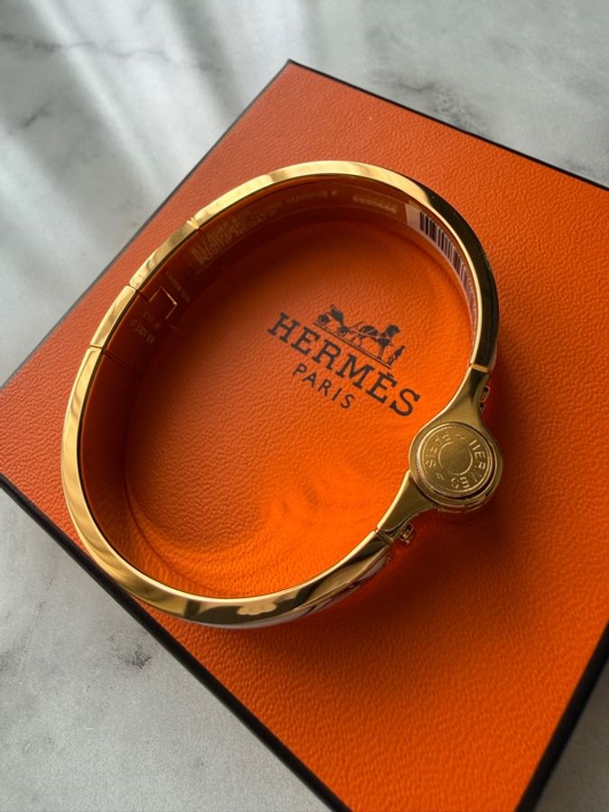 🎶HERMES 鍍玫金 搭配絲巾花樣手鐲圖案🎶 S-26