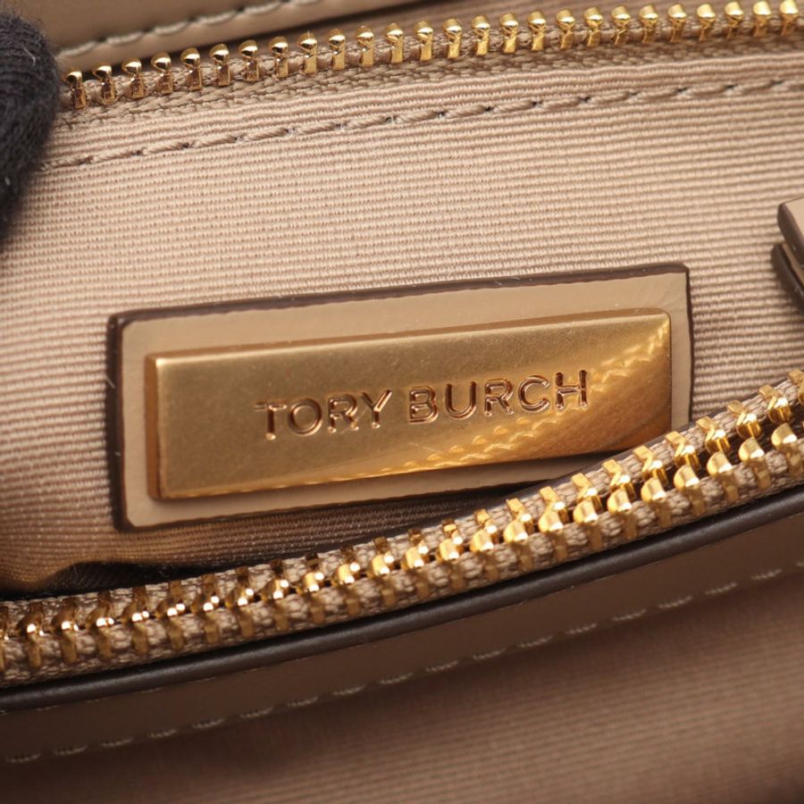 Tory Burch Kira 鏈條肩翻蓋包，皮革材質，米色，全新女士款-3