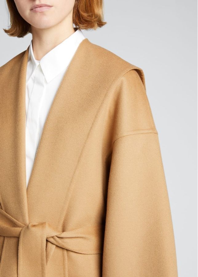 LOEWE 經典焦糖色連帽羊毛混紡大衣 EU38|全新吊牌未拆-1