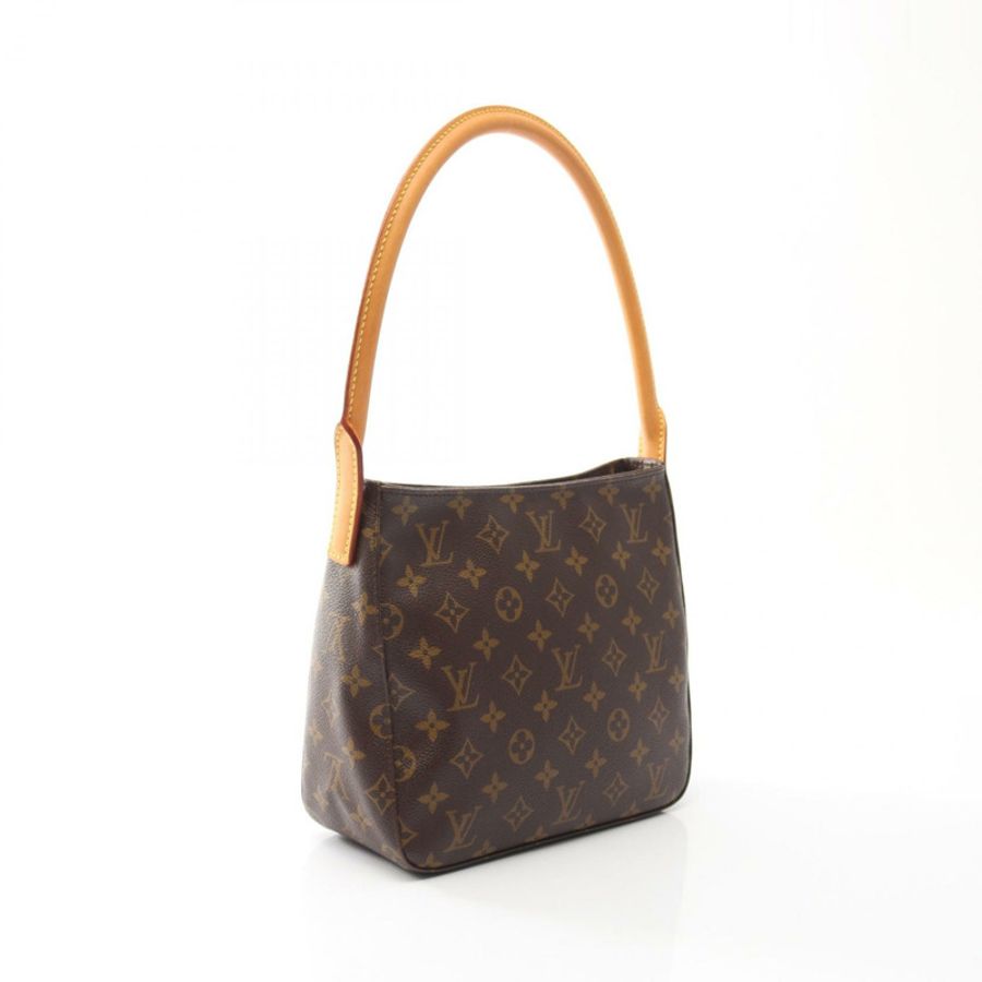 路易威登 Looping MM Monogram 單肩包 M51146 PVC 塗層帆布皮革棕色二手女款-1