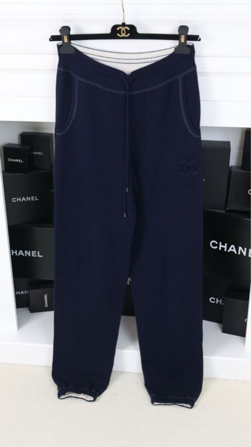 Chanel 11年深蓝色抽绳束脚运动长裤-4