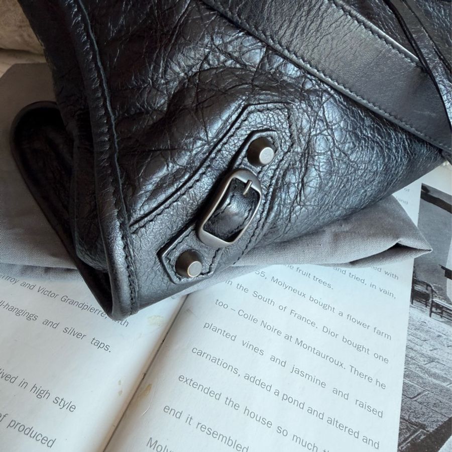 巴黎世家 BALENCIAGA 機車包 classic City Bag 黑色皮革 肩背包 側背包 托特包 男女合用-15