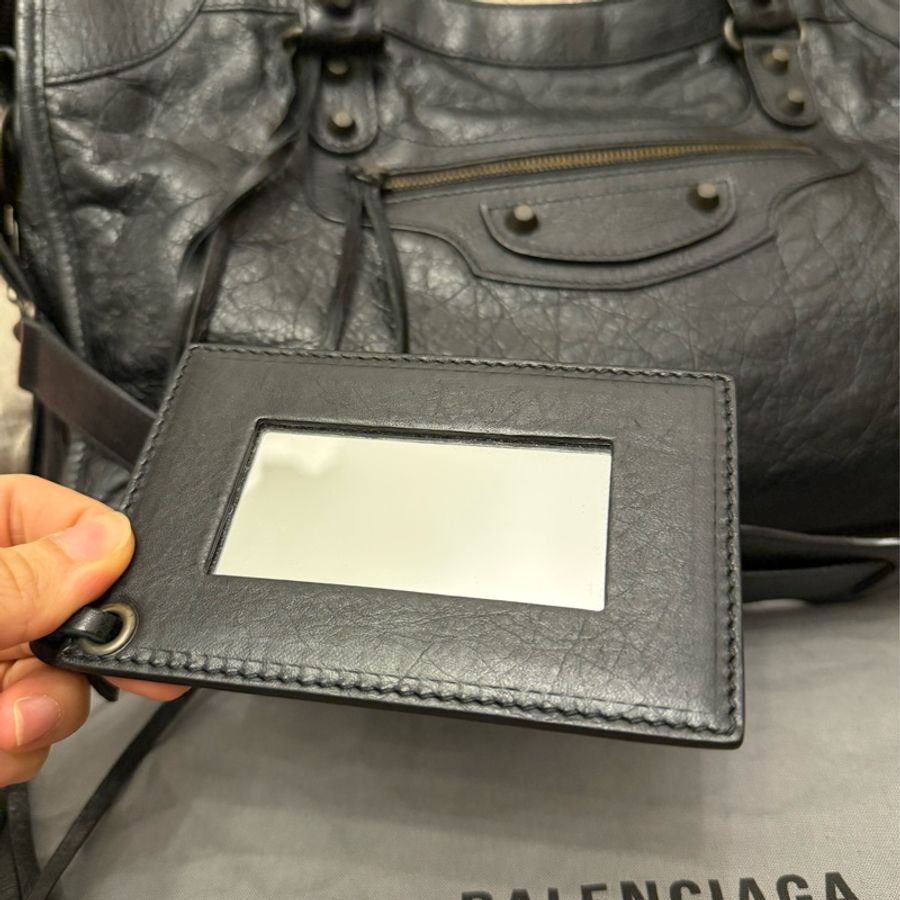 巴黎世家 BALENCIAGA 機車包 classic City Bag 黑色皮革 肩背包 側背包 托特包 男女合用-28