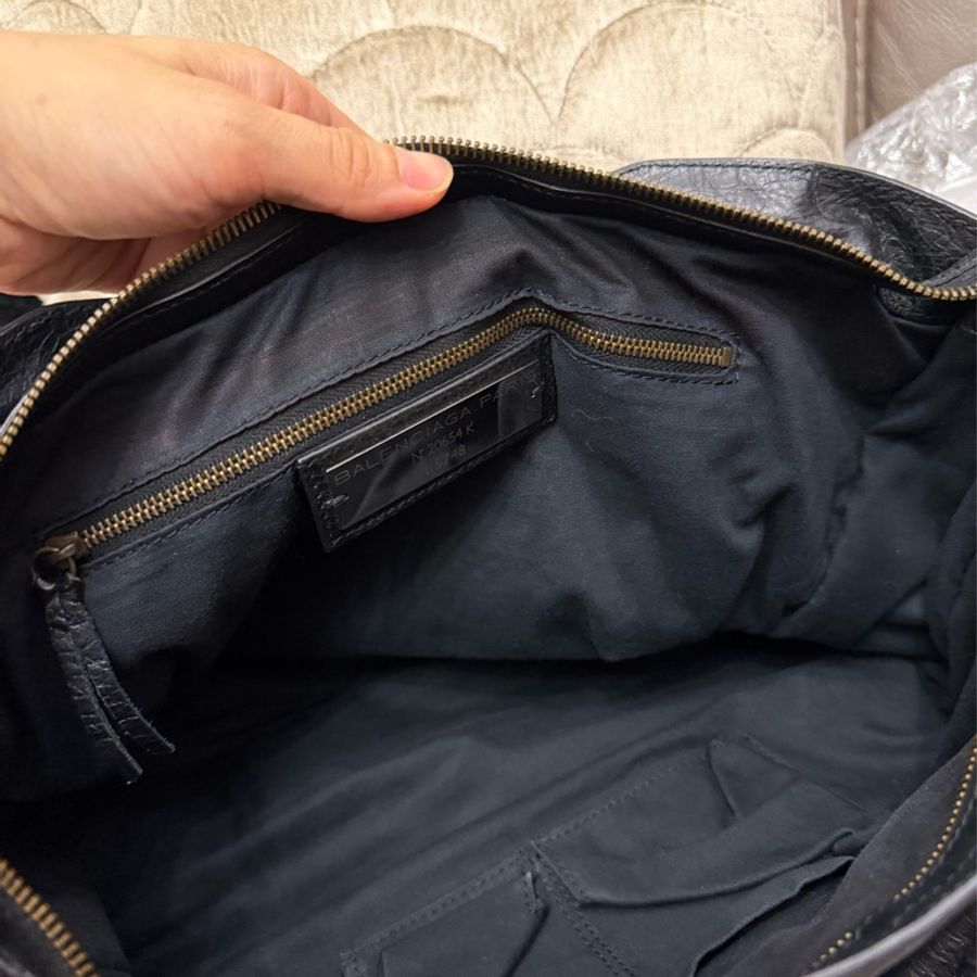巴黎世家 BALENCIAGA 機車包 classic City Bag 黑色皮革 肩背包 側背包 托特包 男女合用-30