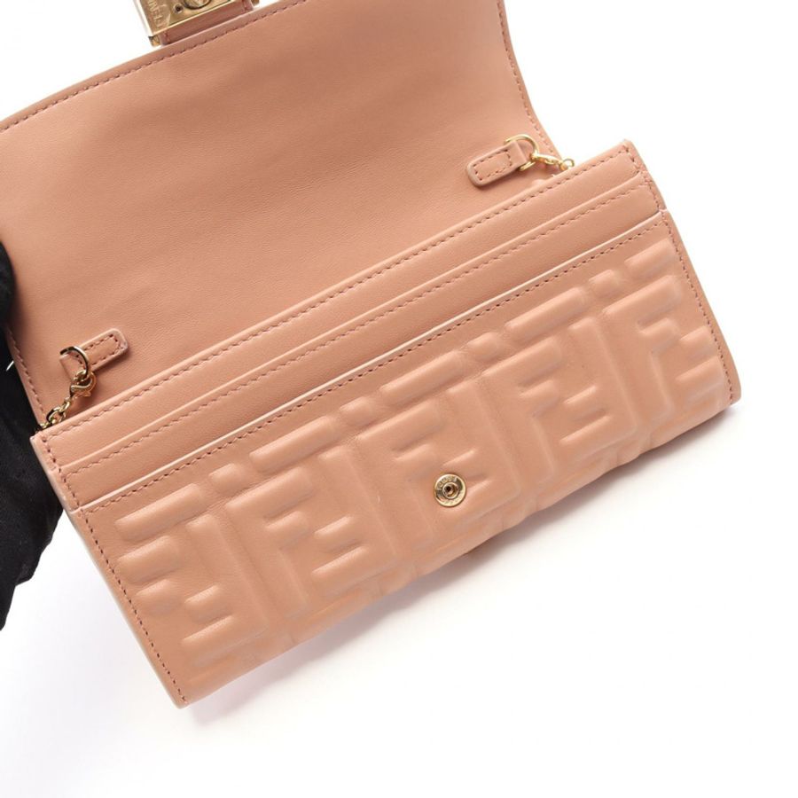 FENDI FF logo 鏈條單肩包皮夾 8M0498AAJDF1SK3 皮革 粉紅色 新款 女士-4
