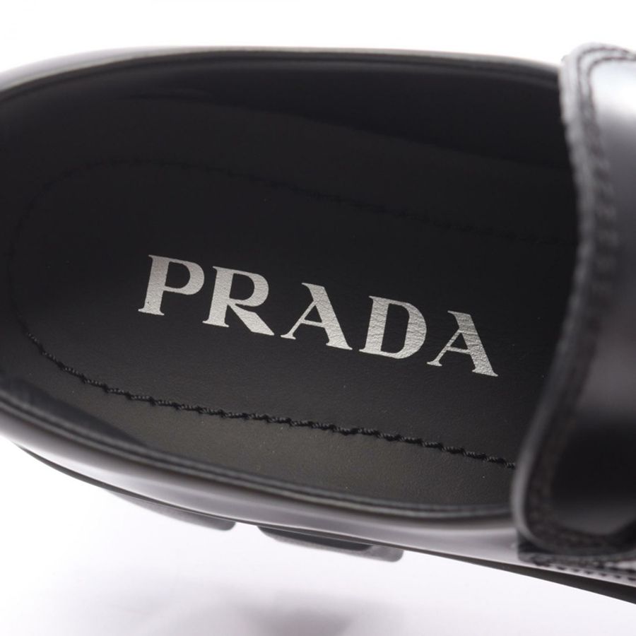 PRADA Monolith 黑色二手女士磨砂皮樂福鞋-4