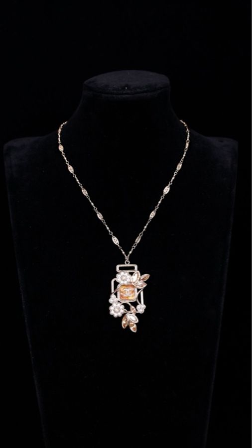 Chanel 22K5号香水瓶麦穗项链金色-0