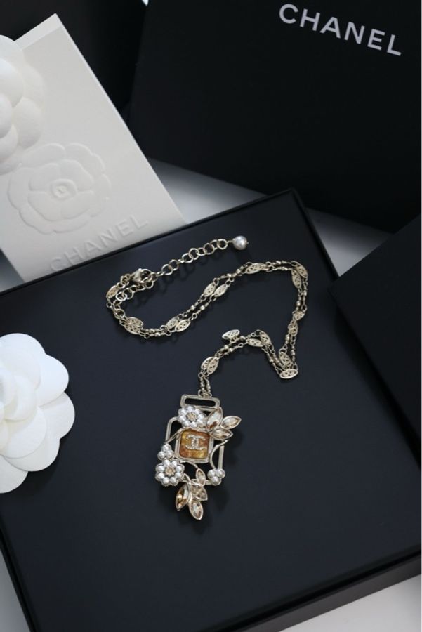 Chanel 22K5号香水瓶麦穗项链金色-1