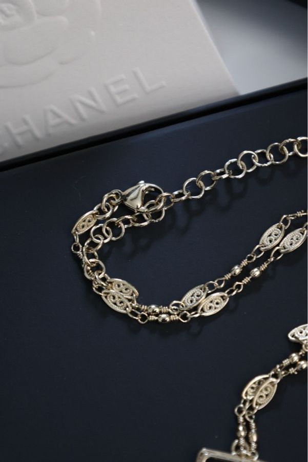 Chanel 22K5号香水瓶麦穗项链金色-5