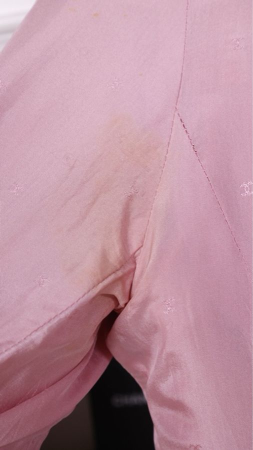 Chanel 91年粉黑漆皮滚边山茶花扣四口袋外套半裙套装-60
