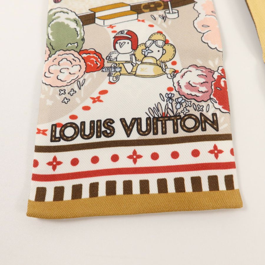 LOUIS VUITTON 絲質Vivienne World Bandeau絲巾-4