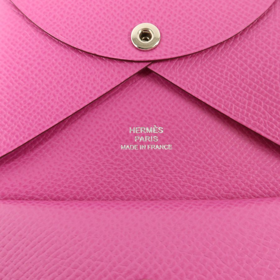HERMES Epsom皮革Calvi Duo Compact Card Holder卡片套Magnolia-6