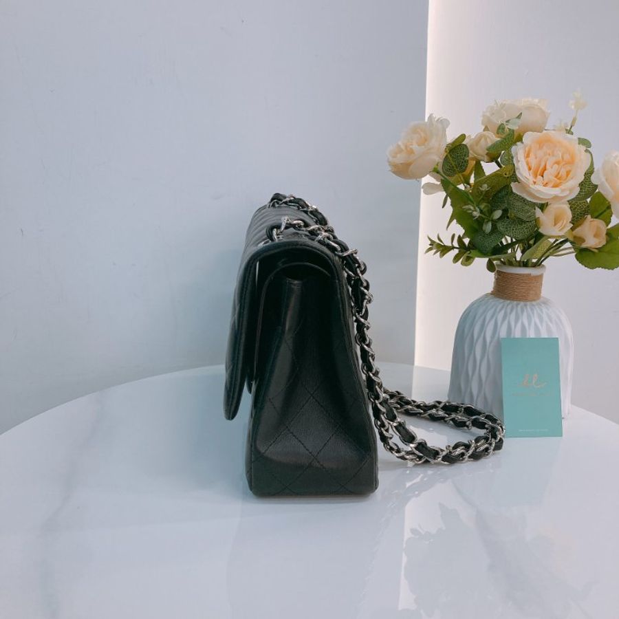 MS0784 Chanel 香奈兒 經典 翻蓋 大號 羊皮 黑色 銀扣 Classic Flap Jumbo 30cm Lambskin Black x PHW-4