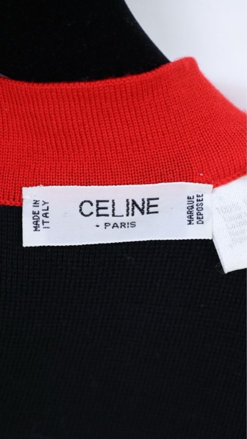 Celine红黑滚边金扣针织外套半裙套装-17