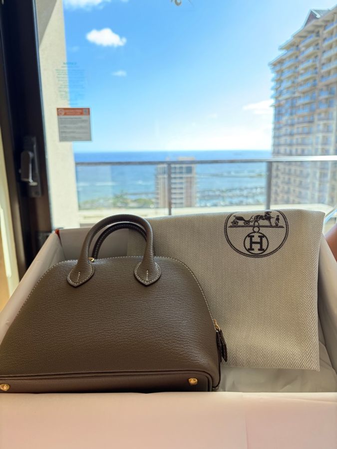 Hermes Mini Bolide 大象灰金釦-0