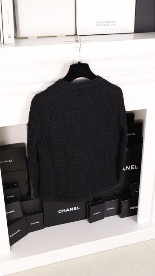 Chanel 16年首尔系列秀款黑色粗花呢两口袋上衣外套FR36 25/8-4