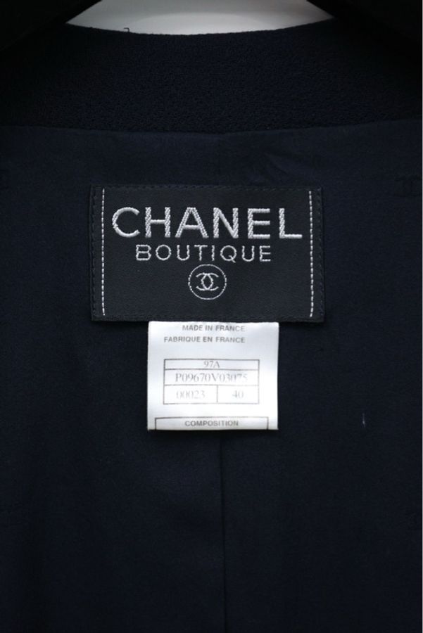 Chanel 97年藏青色圆领拉链上衣外套-7