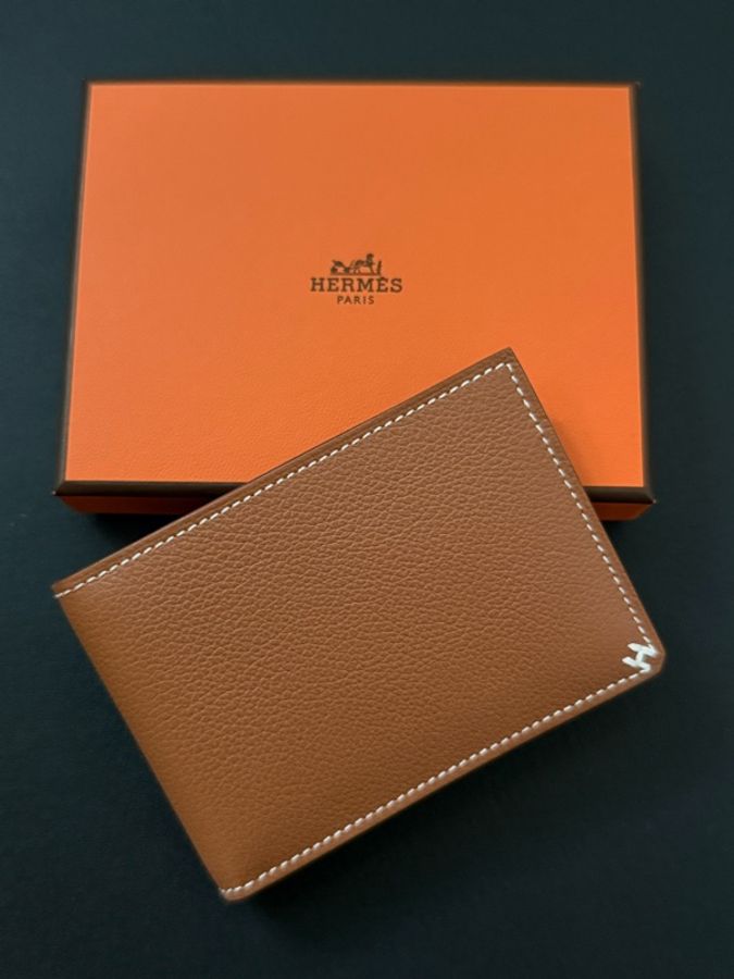 Hermee H Sellier Card Holder 卡包 gold金棕色 Evercolor皮-0