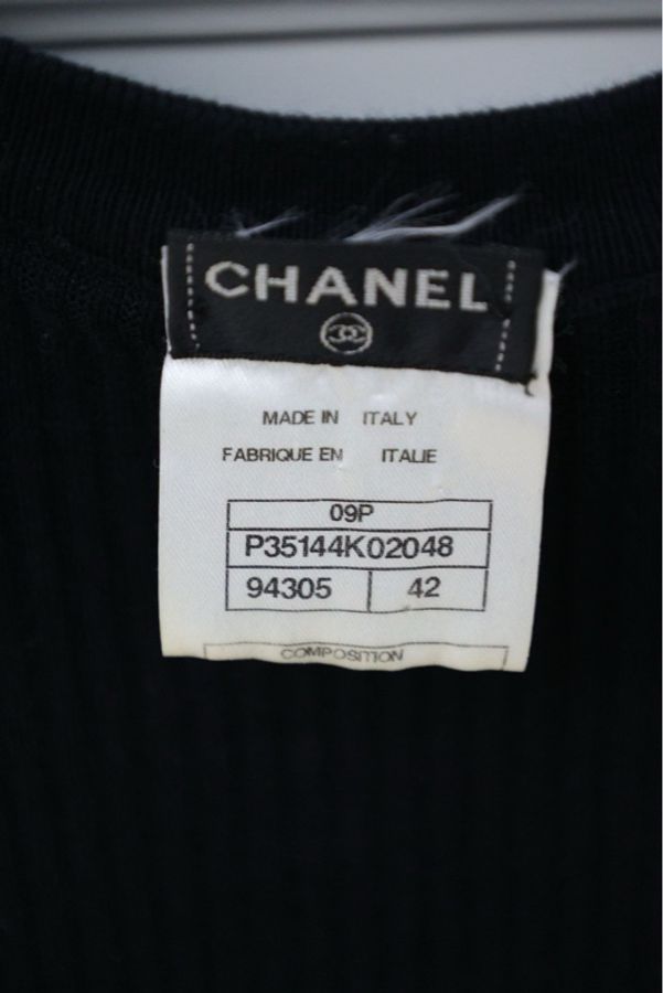 Chanel 09年黑色针织CC logo短袖连衣裙-10