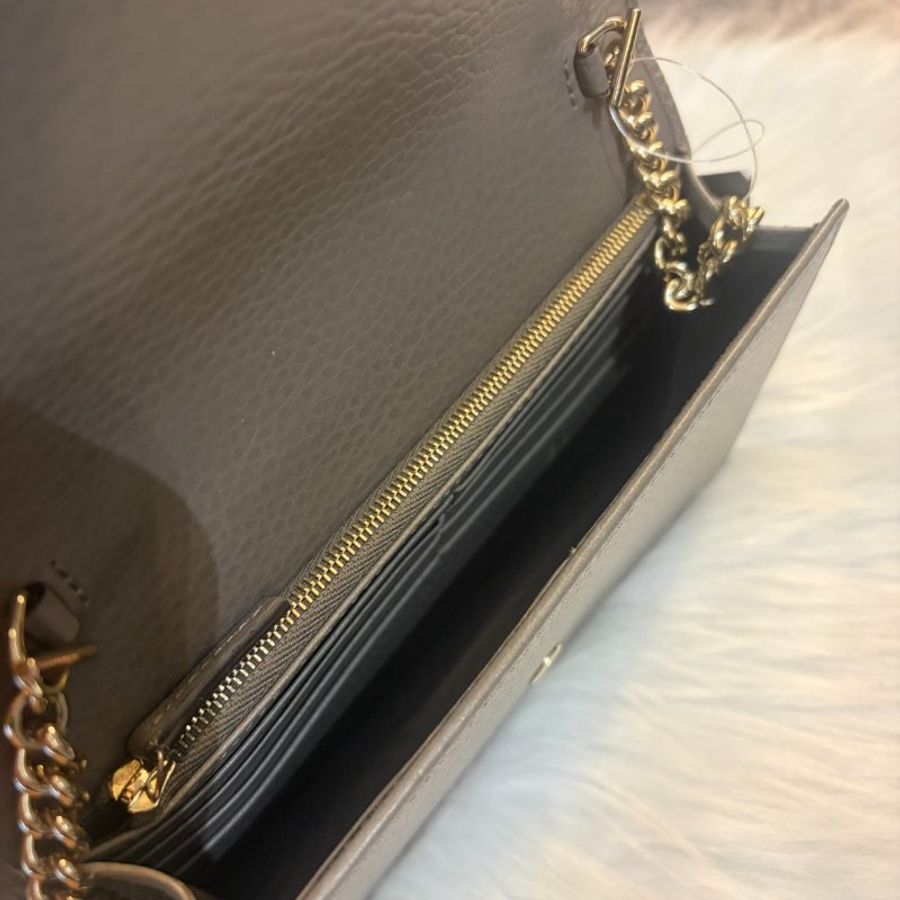 GUCCI 牛皮翻蓋WOC 鏈包 灰色-4