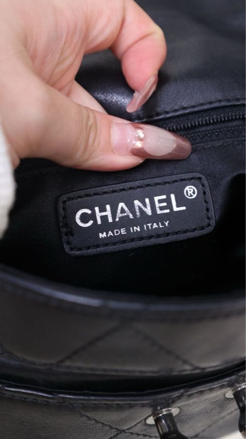 Chanel 11开黑银粗链条手提腋下包-6