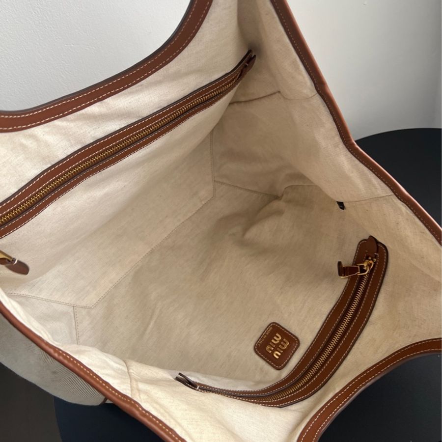 【98新 ✨ 全網最低價！】Miu Miu/繆繆 白蘭地色帆布托特包 Tote（下單前先詢問庫存❗️❗️）-8