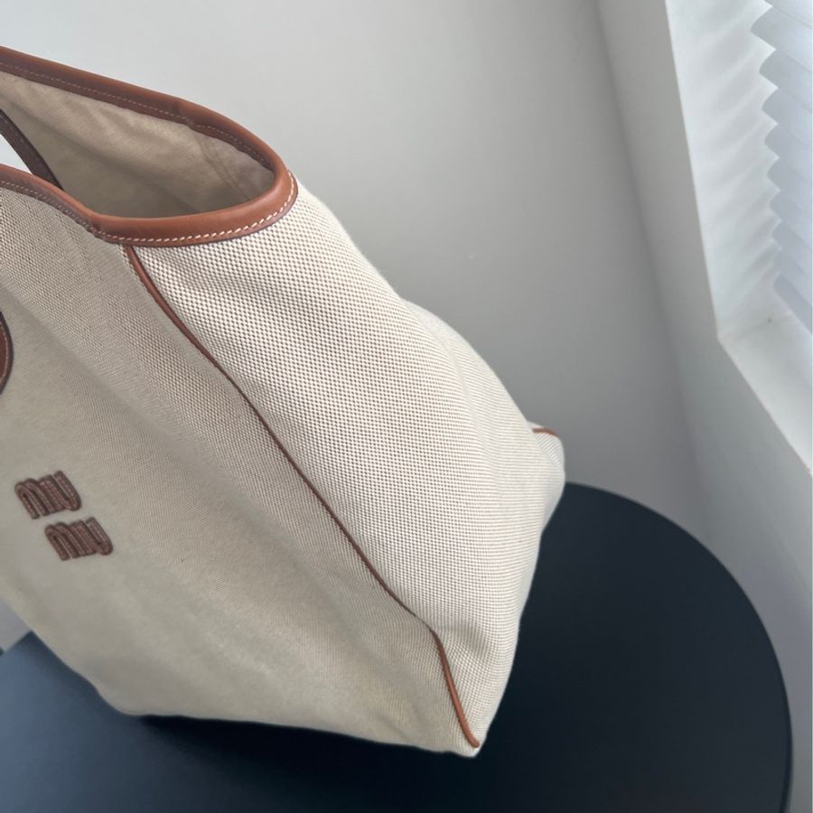 【98新 ✨ 全網最低價！】Miu Miu/繆繆 白蘭地色帆布托特包 Tote（下單前先詢問庫存❗️❗️）-9