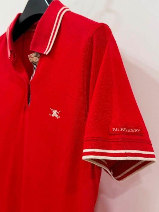 BURBERRY GOLF 線條滾邊戰馬POLO上衣 紅色-4