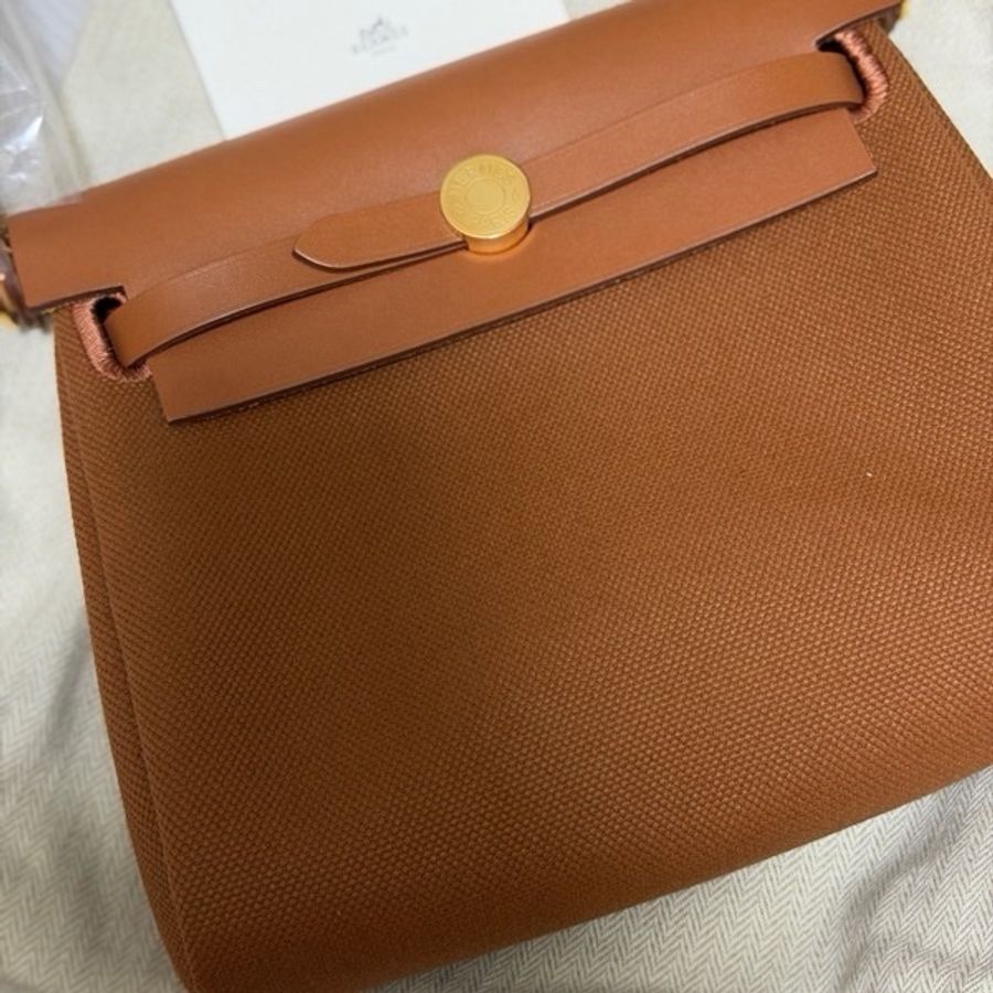 Hermès Mini Herbag 20 金扣|咖啡色|全新未使用-0