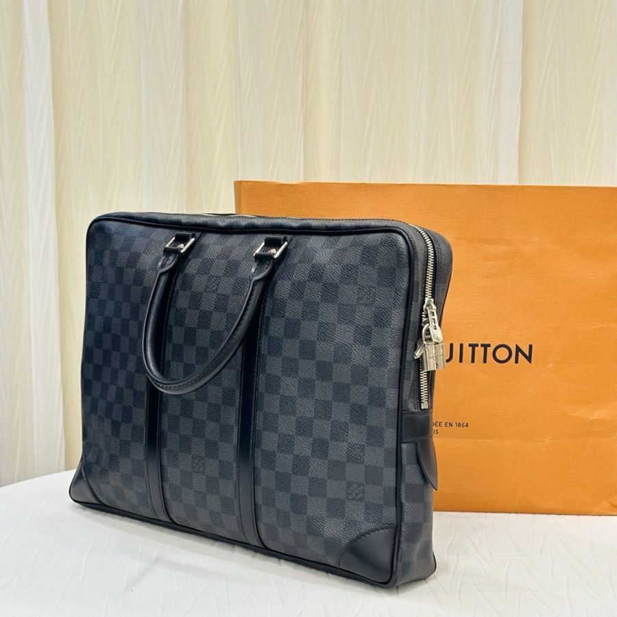 【98新❤️商務通勤必備✨ 全網最低價！】Louis Vuitton/LV 棋盤格公文包手提包（下單前先詢問庫存❗️❗️）-4