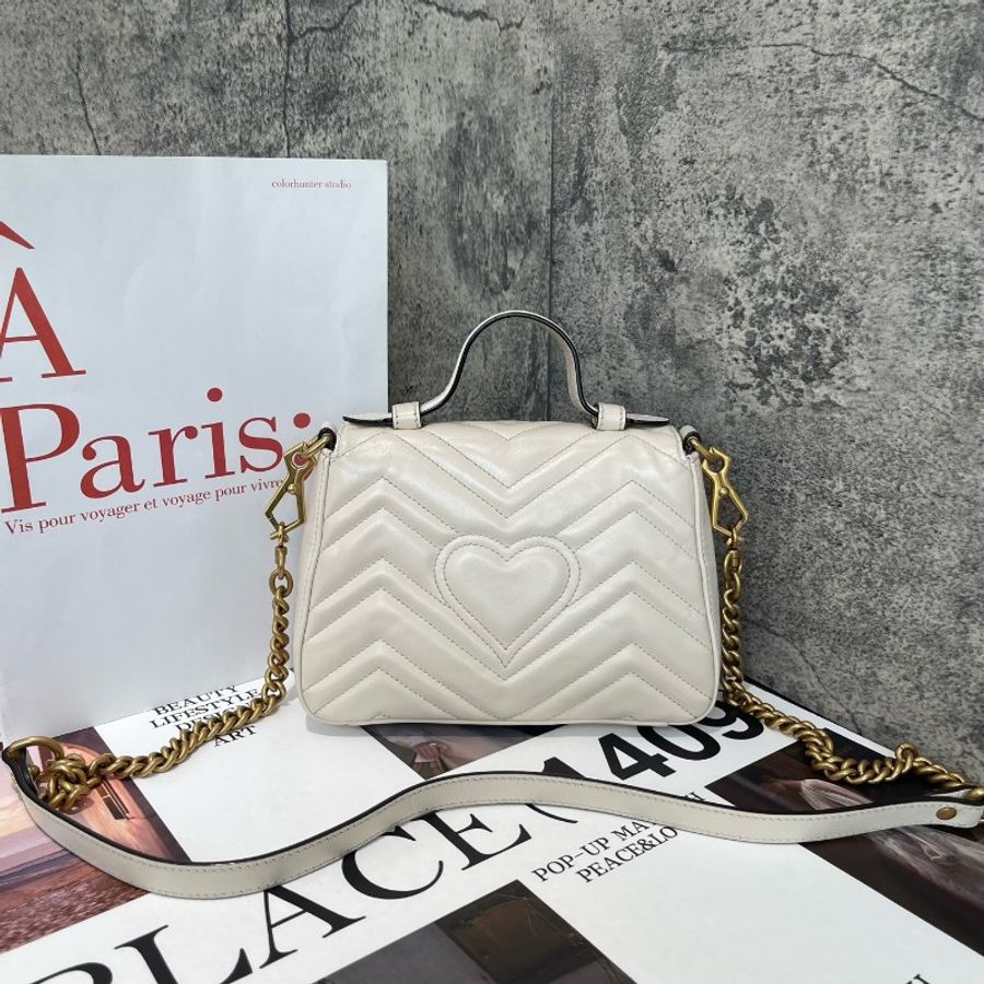 Gucci marmont 白色手柄郵差包-2