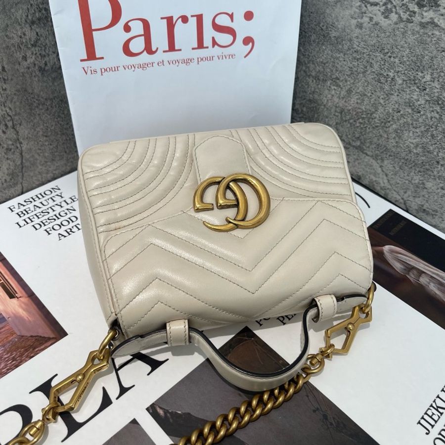 Gucci marmont 白色手柄郵差包-3