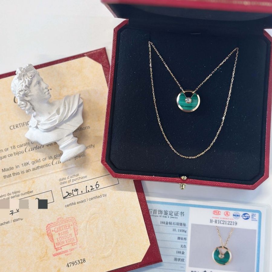 Cartier Amulette de Cartier 大號綠色護身符項鍊 19年全套-4