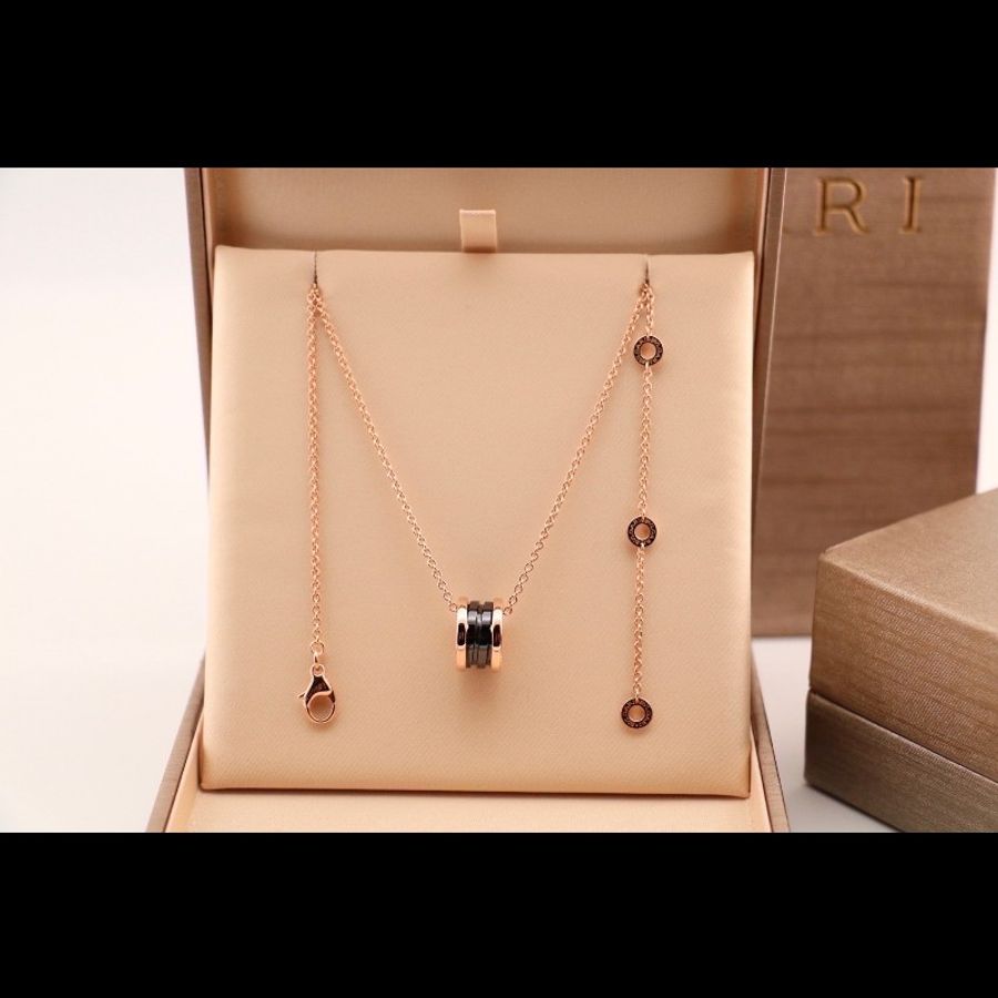 BVLGARI B.ZERO1 18k玫瑰金 黑陶瓷 彈簧 項鍊 新扣-1