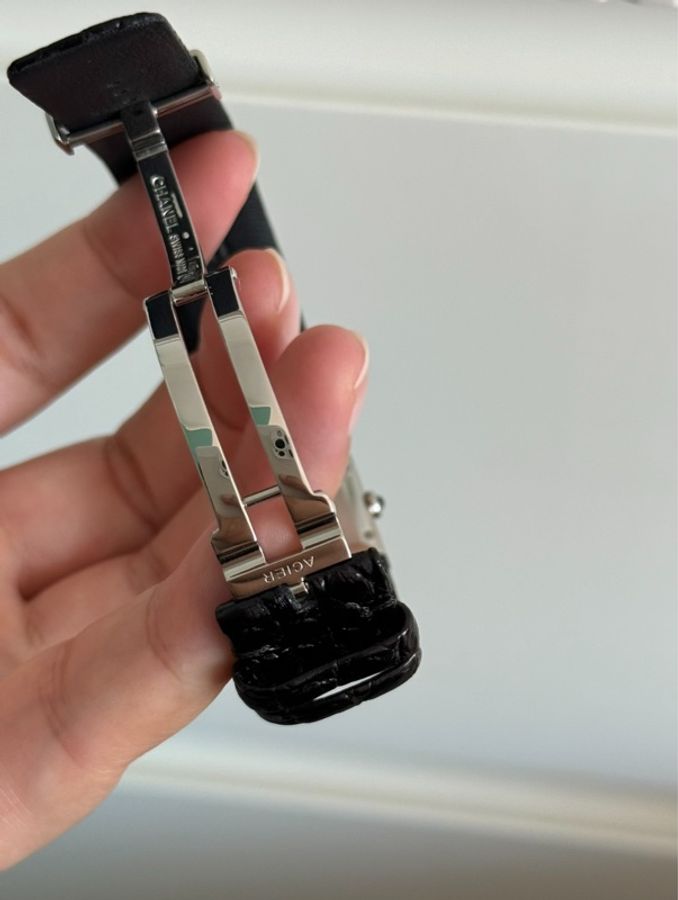 【幾千就可以get的中古大牌手錶🥰讓你手錶自由⌚️】Chanel香奈兒中古菱格紋COCO黑銀方糖 方塊 後鑲鑽手錶-9